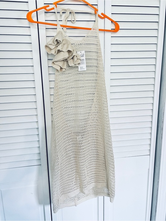 Cupshe Other - Cupshe cream crochet swimsuit cover up dress with Ruffle Detail